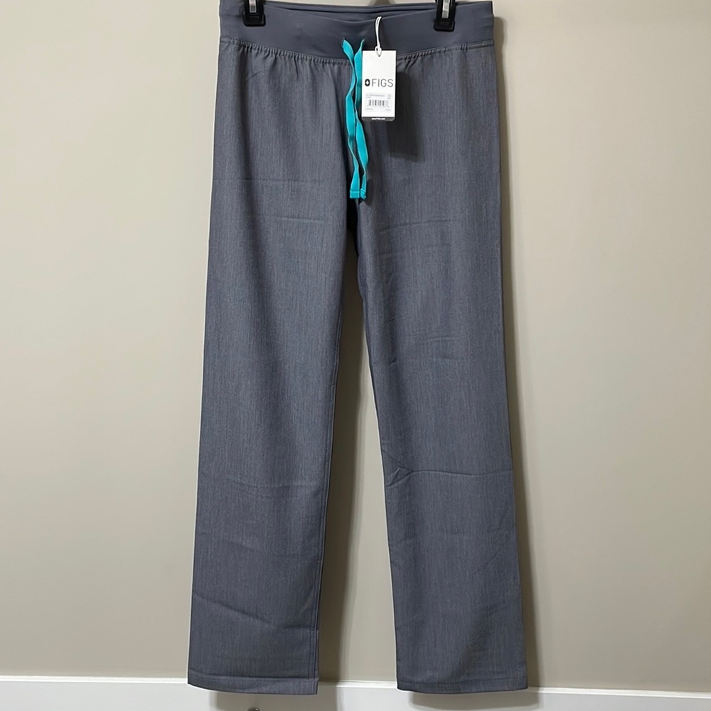 Figs Livingston Grey and Turquoise pants
